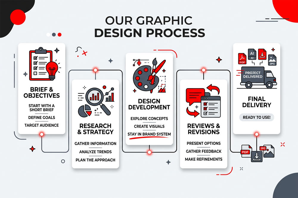 Graphic design print and digital projects created by Four States Marketing